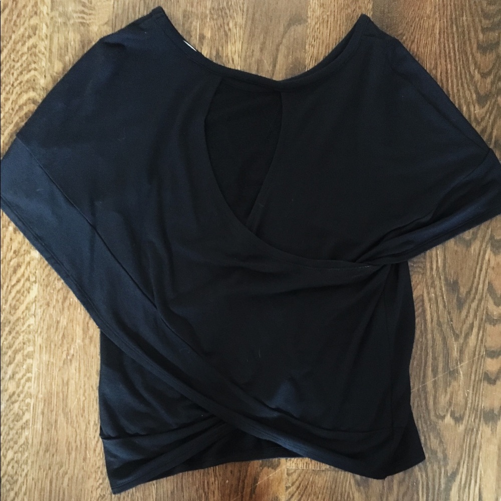Black Short Sleeve Tee Short with Crossed Back